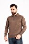 Men's Brown Thin Wool Knitwear Knitted Polo Collar Dad Sweater - 2