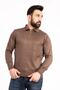 Men's Brown Thin Wool Knitwear Knitted Polo Collar Dad Sweater - 4