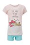 Girl's Turquoise Cat Printed Short Sleeve Pajama Set