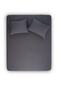 Double Anthracite Fitted Elastic Fabric Sheet and 2 Pillows 160x200+30 Cm