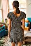 Women's Black Floral Skirt Wrap Bottom Top Set TKM-19000140 - 4