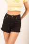 Women's Black Seamless Leg High Waist Denim Shorts