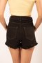 Women's Black Seamless Leg High Waist Denim Shorts - 5