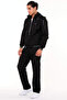Black Men's Half Turtleneck Removable Hooded Micropoly Tracksuit EDY2593S