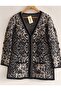 Women's Leopard Patterned Pocketed Buttoned Knitwear Acrylic Mother Cardigan