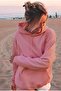 Women's Pink Basic Hooded 3 Thread Sweatshirt Hoodie - 2