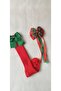 Red Green Sock Buckle Set with Bow