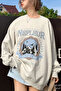 Unisex Large Size Gray Nepleur Printed Crew Neck Oversize Sweatshirt Hoodie - 3