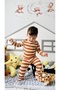 Brown Striped Combed Cotton Fabric Kids / Baby Girls - Boys Pants 100% cotton