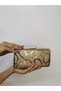 Women's Kumsim Golden Gold Evening Dress Clutch Portfolio Hand Wedding Engagement Evening Bag - 3
