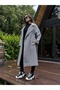 White Fish Back Belted Long Coat - 4