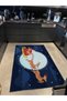 Blue New Year Themed Santa Claus and Deer Patterned Creative Modern Decorative Carpet 2230 - 2