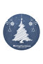 Blue Christmas Themed Tree Ornament Patterned Modern Woven Base Round Decorative Carpet 2247