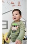 Major Monkey Embroidered Boy/baby Army Green Long Sleeve Top - 2
