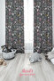 Gray Hearts Patterned Printed Children's and Baby's Room Background Curtain with 2 Wings - PRD-34