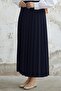 Luisa Waist Elastic Pleated Skirt - Navy Blue