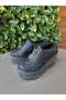Black Wedge Heel Floral Lace Wedding Dress Shoes - 3