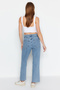 Light Blue High Waist Straight Jean TWOSS24JE00054 - 3