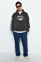Antrasit Unisex Oversize/Geniş Kesim Dik Yaka Anti-pilling Polar Sweatshirt TMNAW24SW00034 - 5
