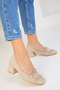Nude Suede Women's Classic Heeled Shoes 18627 - 3