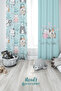 Sweet Kittens Patterned Printed Children's and Baby's Room Background Curtain with 2 Wings - PRD-20