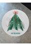 Green Beige New Year Themed Season Written Tree Patterned Modern Woven Base Round Decorative Carpet 2253 - 2