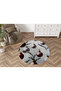 Beige New Year's Themed Red Ornament and Tree Patterned Modern Woven Base Round Decorative Carpet 2254 - 3
