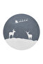 Blue New Year Themed Surrealist Moon Deer Patterned Modern Woven Base Round Decorative Carpet 2248