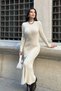 jüjü women's crew neck hijab compatible thick knitwear midi length long pinterest see-through knit dress