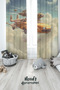 Flying Car Patterned Printed Children's and Baby's Room Background Curtain with 2 Wings - PRD-01