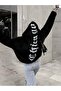 Unisex Plus Size Black Chicago Printed Hooded Oversize Sweatshirt Hoodie - 4