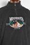 Antrasit Unisex Oversize/Geniş Kesim Dik Yaka Anti-pilling Polar Sweatshirt TMNAW24SW00034 - 7