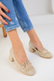 Nude Suede Women's Classic Heeled Shoes 18627 - 4