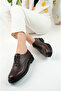 Genuine Leather Brown Lace-Up Women's Shoes