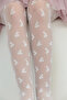 Girl's Drop White Patterned Thin Pantyhose - 3