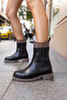 NUNO WOMEN'S BLACK MINK GARNISH TRUE LEATHER BOOTS - 6
