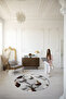 Beige New Year's Themed Red Ornament and Tree Patterned Modern Woven Base Round Decorative Carpet 2254 - 4
