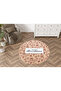 Beige New Year Themed Mixed Ornament Deer Home Patterned Modern Woven Base Round Decorative Carpet 2250 - 3