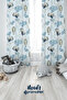 Blue Airplane Patterned Printed Children's and Baby's Room Background Curtain with 2 Wings - PRD-19