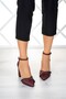 Samira Claret Red Satin Stoned Transparent Designed Shoes - 3