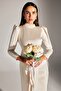 MEIDA ECRU DRAPED DOUBLE-BREASTED ENGAGEMENT DRESS - 3