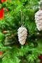 White 2 Pieces 10 cm Real Embossed Cone Christmas New Year Pine Tree Ornament Hangable Tree Ornament - 7