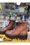 Genuine Leather Tan Orthopedic Zippered Lace Up Furry Women's Boots - 7