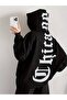 Unisex Plus Size Black Chicago Printed Hooded Oversize Sweatshirt Hoodie