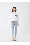 Light Blue Mom Jeans Lycra High Waist Blue Snow Washed Mom Jeans - 2