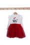 Girl's Tulle Penguin Patterned Ruffle Sleeve New Year Dress Age 3-6
