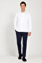 Men's White Slim Fit Narrow Cut Classic Collar Satin Shirt - 2