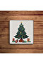 Christmas Tree, Christmas Tree Themed Natural Stone Travertine Coasters Set of 4 - 2