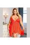 Nuitamore Red ''Big size" Lace and Tulle Fabric Nightgown