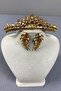 Honey Color Leyla Model Henna Bridal Crown and Leaf Stone Earring Set – Crown, Crystal Stone, Stylish Model – - 2
